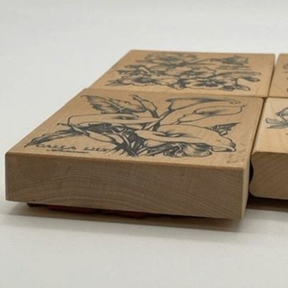 Lot of 6 Rubber Stamps for Crafting Floral Valentine’s Day Orchid Calla Lily - Picture 2 of 16